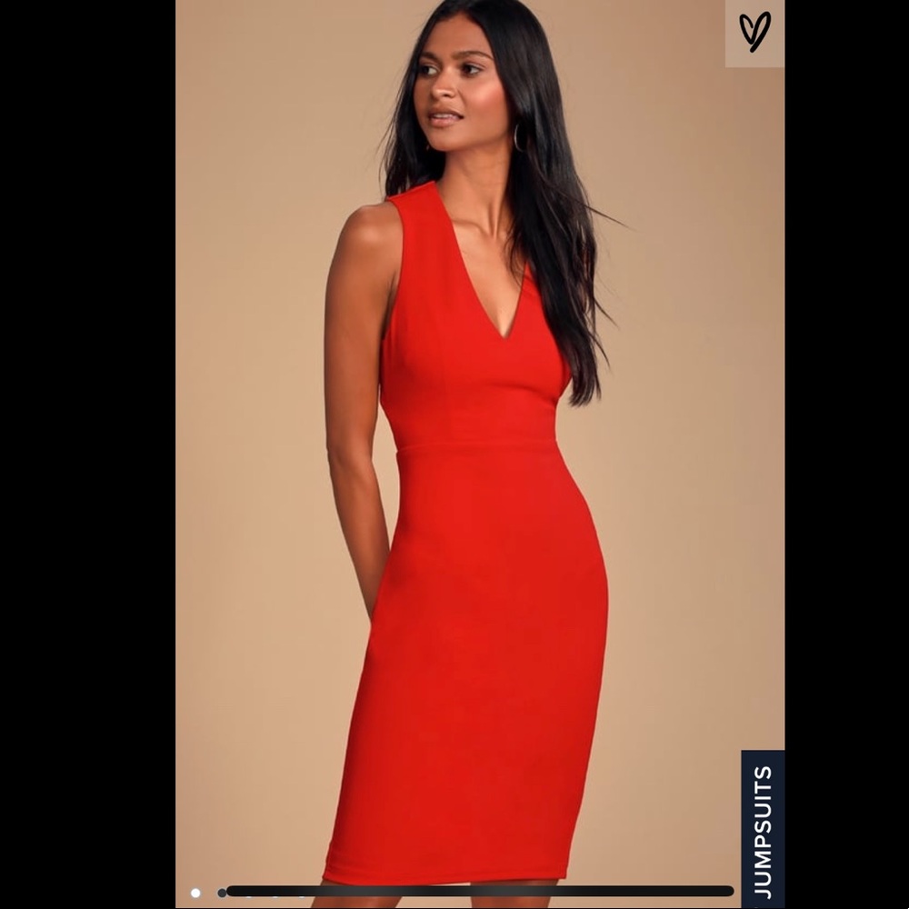 Lulu’s Darren Red Strappy Bodycon Midi Dress